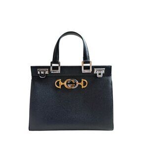 Authentic Gucci Small Zumi Leather Top Handle Bag in Black